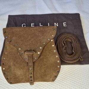 Celine Brown Suede Studded Crossbody/Belt Bag
